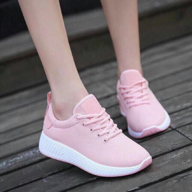 Giày nữ thể thao sneakers R2 vải trơn màu hồng - MuaZii