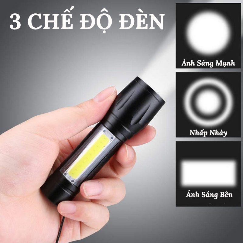 Đèn Pin Mini Siêu Sáng COB 511 Nhiều Chế Độ Sáng, Chống Nước - Có Zoom Tặng Hộp Đựng SONHOUSE
