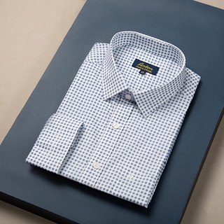 Áo Sơ Mi Nam Công Sở Trung Niên Anton Somianton Họa Tiết Bông Tuyết Xanh Dài Tay Vải Cotton – YAC143
