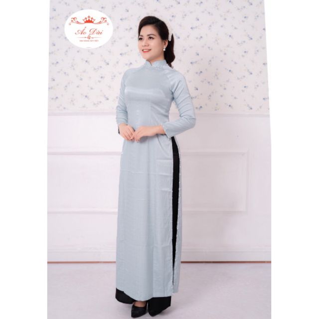 ÁO DÀI LỤA VÂN GỖ CỔ KẾT HẠT( ÁO RIÊNG QUẦN RIÊNG)