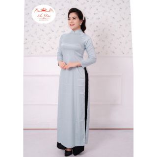 ÁO DÀI LỤA VÂN GỖ CỔ KẾT HẠT( ÁO RIÊNG QUẦN RIÊNG)