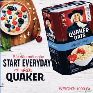 1kg Yến mạch Quaker Oats nguyên chất Mỹ (Cán dẹt - Cán vỡ)