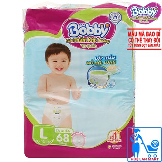 Tã Quần Bobby Siêu Thấm Khô Thoáng Size L68 (Lớp thấm mồ hôi lưng, cho bé 9-13kg)