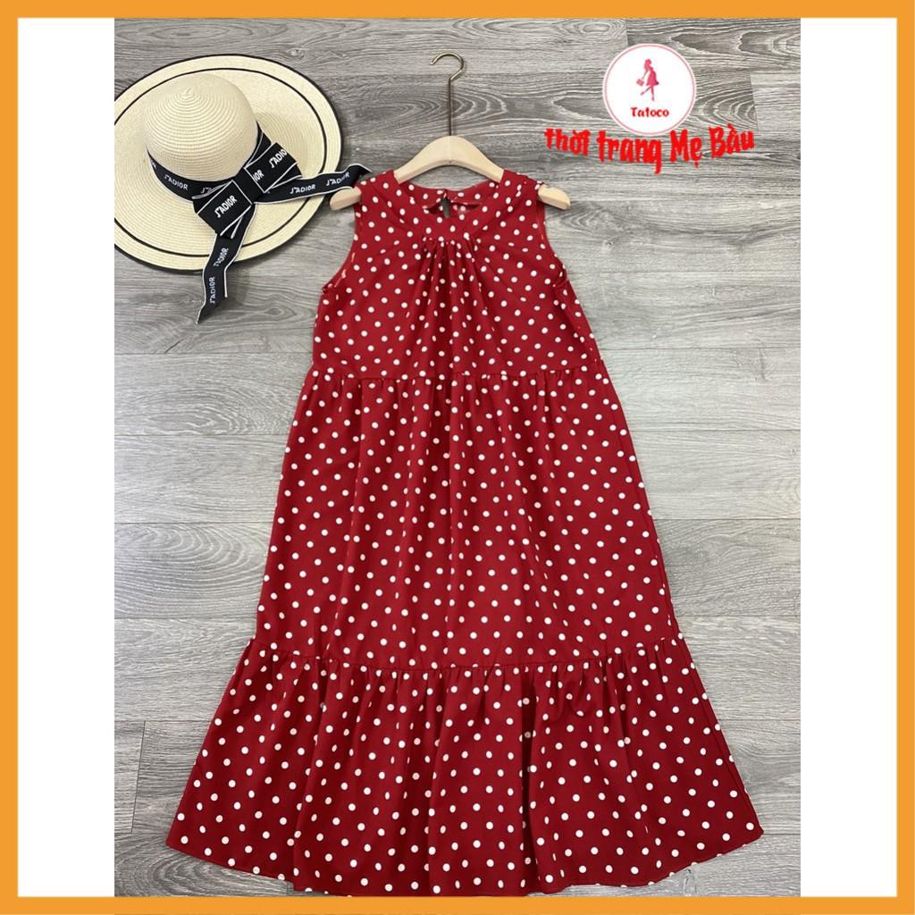 Váy bầu chấm bi ba lỗ hàng thiết kế (hình thật) (shop Tatoco)
