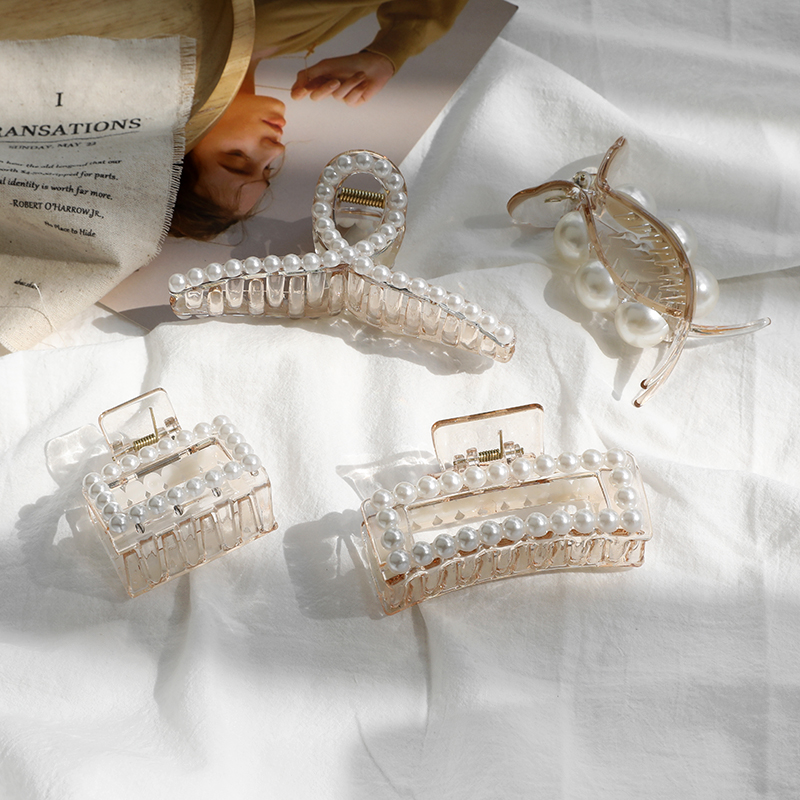 Kẹp Tóc Đính Ngọc Trai Thiết Kế Lưng Độc Đáo Phong Cách Hàn Quốc Cao Cấp