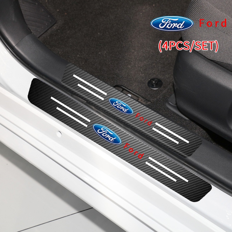 Set 4 Miếng Dán In Họa Tiết Sợi Carbon Chống Trầy Trang Trí Bàn Đạp Xe Hơi Ford ST FOCUS 2 3 Mondeo Fiesta Kuga MK2 MK3 MK4