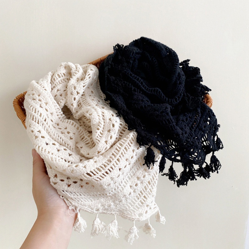 Khăn Choàng Vai Hình Tam Giác Bằng Cotton Đan Móc