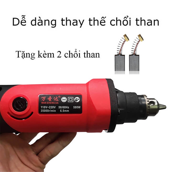 Máy mài khuôn mài khắc cầm tay đa năng mini công suất 500w nhỏ gọn, tốc độ 35000 vòng + Tặng kèm 2 chổi than