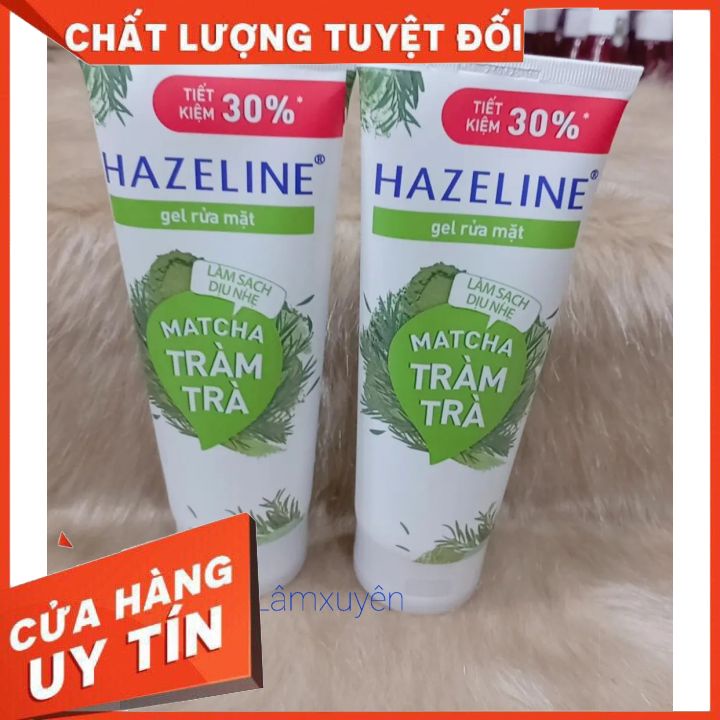 Gel Rửa Mặt Hazeline Ngừa Mụn Dịu Nhẹ Matcha Tràm Trà 170gr_100grlàm sạch da bụi bẩn bã nhờn mới, giúp da sáng