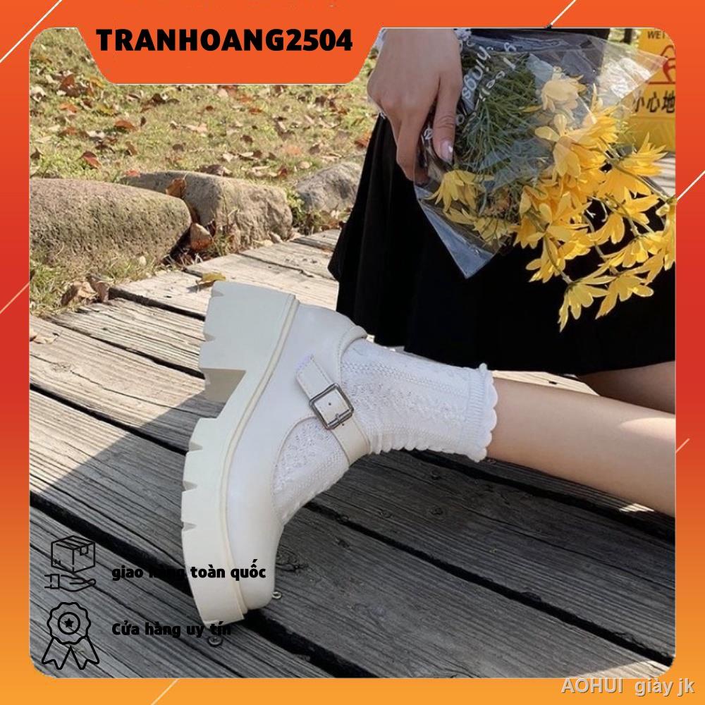 💕AOHUI💕CÓ SẴN - Giày Oxford Cao Gót Mũi Tròn Thời Trang Thanh Lịch Cho Nữ ảnh thật shop chụp cuối nha
