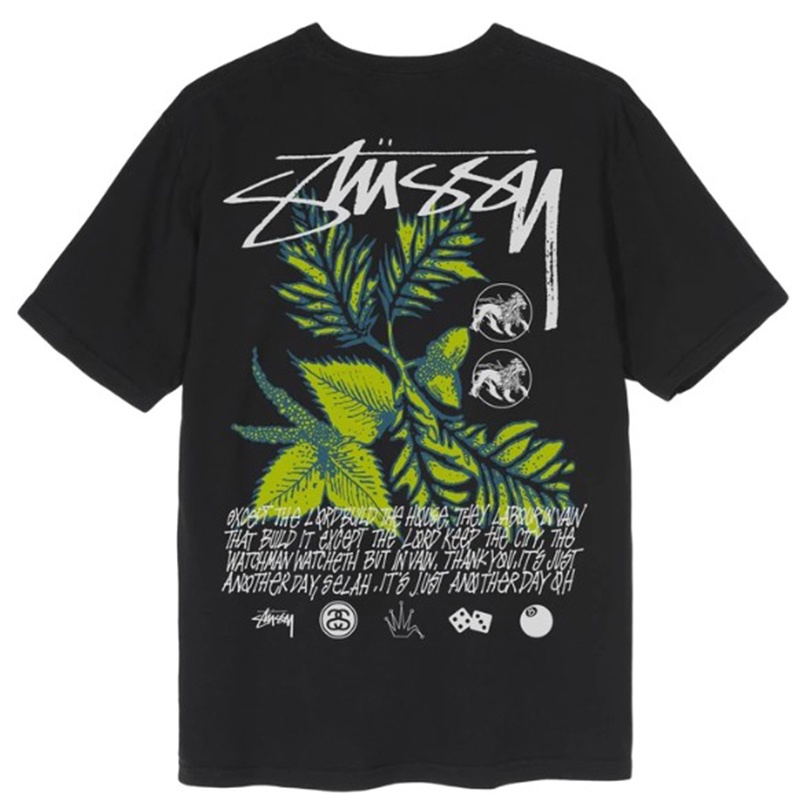 Stussy Áo Thun Tay Ngắn In Hình Hoa Lá Thời Trang Cho Cặp Đôi