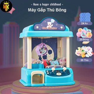 Máy Gắp Thú Mini Dành Cho Bé Kích Thước Lớn Kèm Xu Đếm Thời Gian, Có Nhạc Có Đèn Sẵn Nhiều Thú Bông Cho Trẻ Em