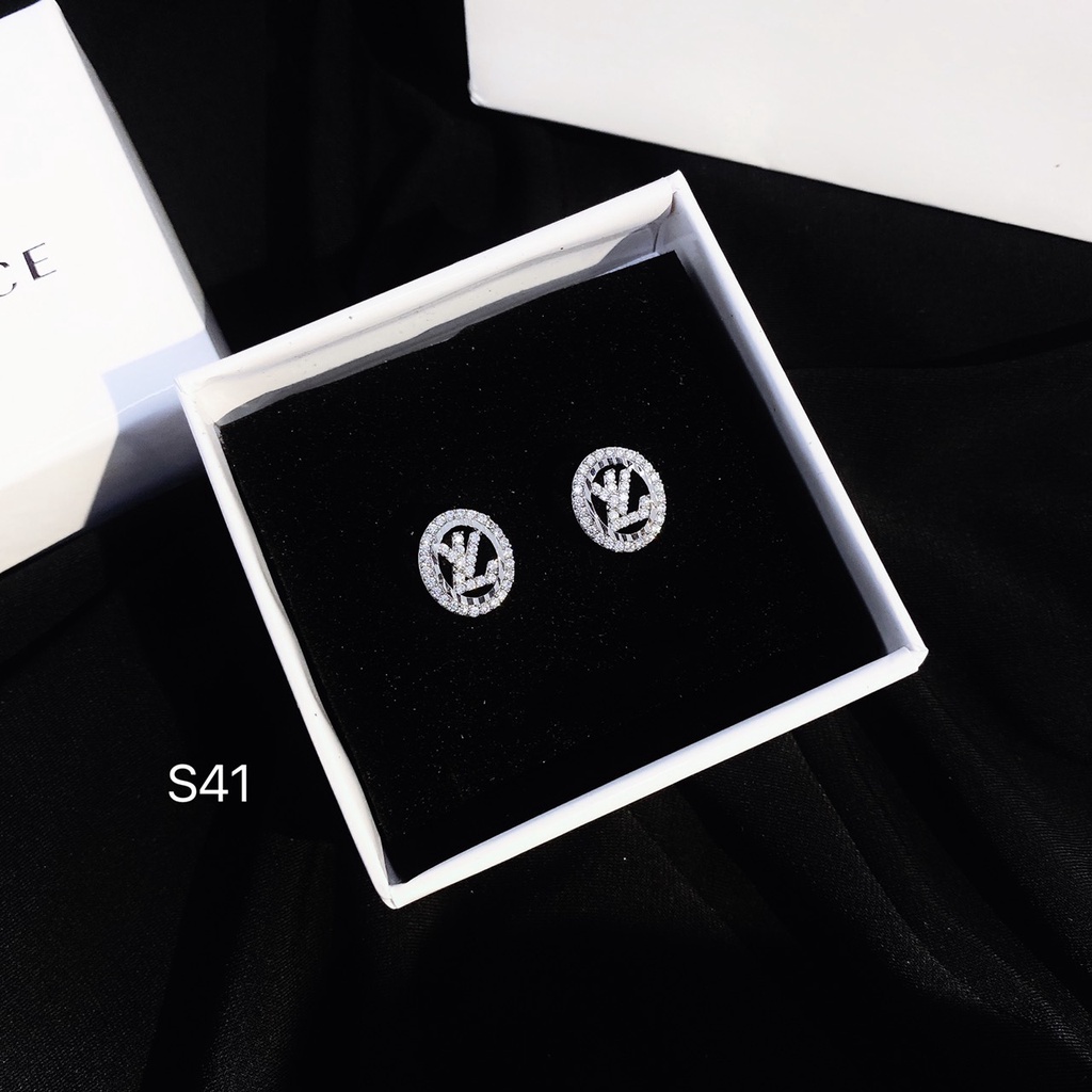 Bông tai khuyên tai xi bạch kim đính đá cao cấp dành cho nữ