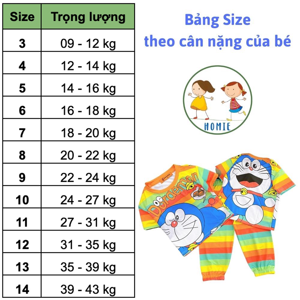Đồ Bộ Cho Bé Gái 9-43 Kg Thun Lạnh 3D Set Quần Dài Áo Cộc Tay Trẻ Em Mặc Nhà Size Nhí Đại Bền Đẹp Mát Homie Kids