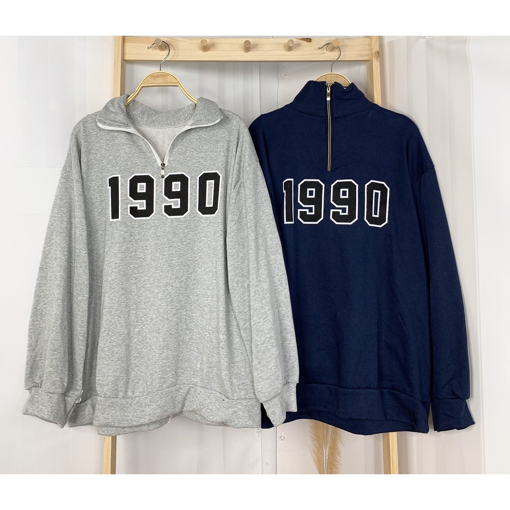 Áo sweater nỉ tăm nam nữ khóa cổ cao 1990 freesize Cheapy màu xanh ghi phom rộng dáng suông local brand  hàn quốc C614 | BigBuy360 - bigbuy360.vn