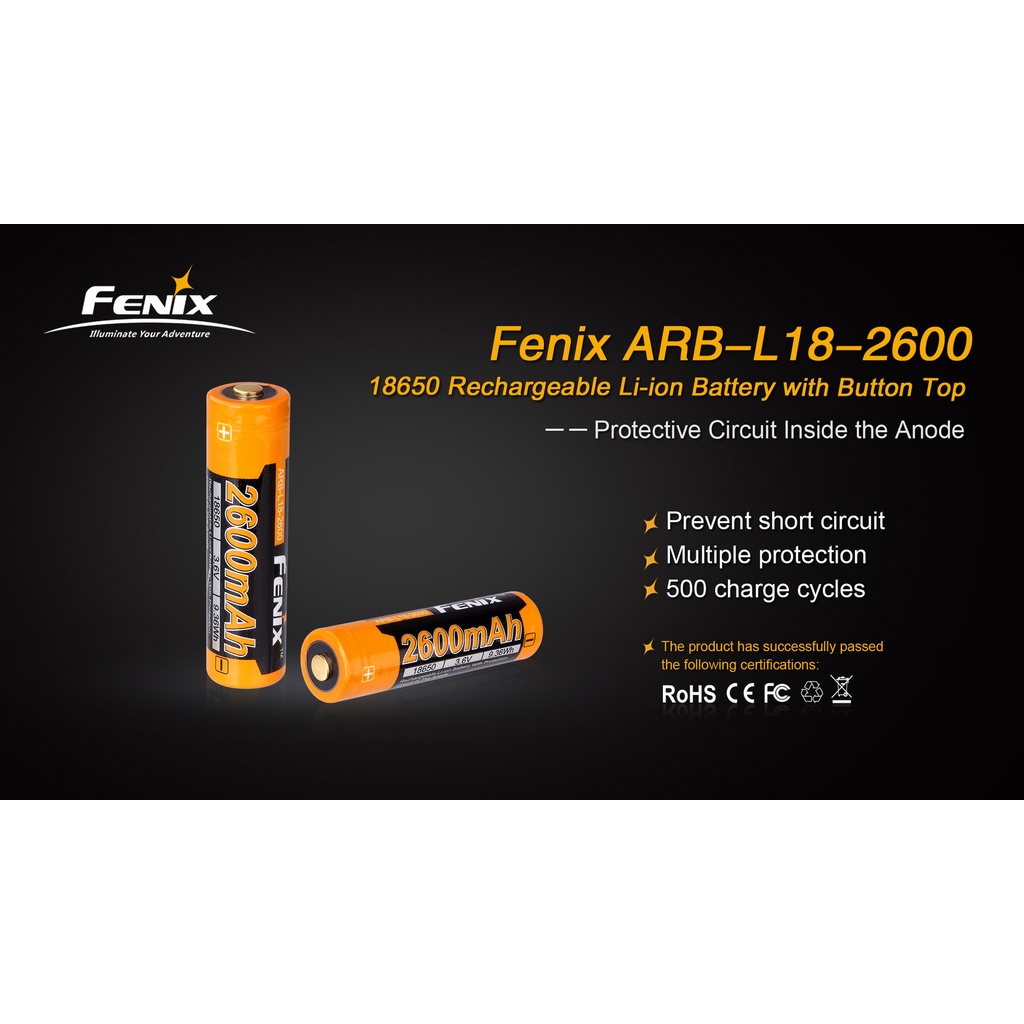 Pin sạc FENIX 18650 dung lượng 2600mAh