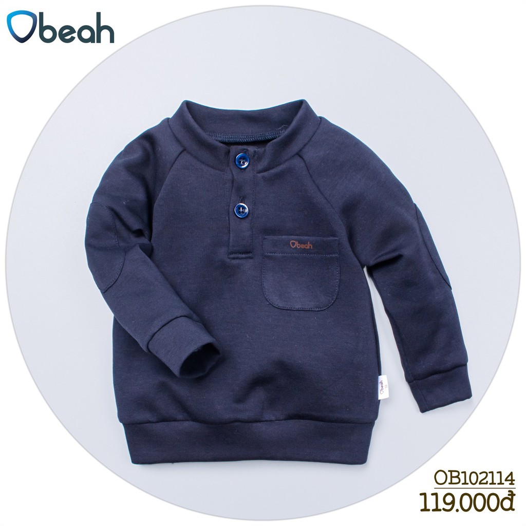 Áo thun Obeah cổ trụ màu xanh navy Fullsize 59 đến 90 cho bé yêu từ 0 đến 24 tháng