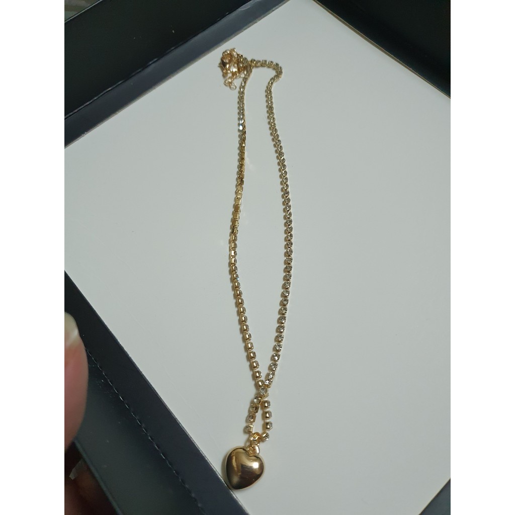 Dây Chuyền Nữ Ôm Sát Cổ TOBI STORE Chocker Đính Pha Lê Mặt Trái Tim TB124