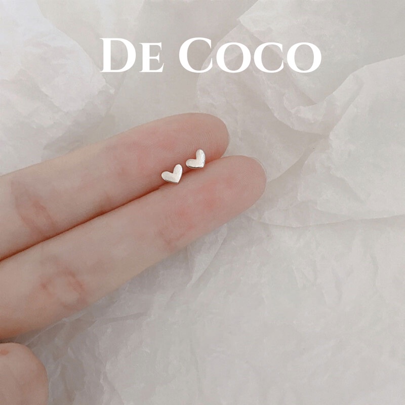 Khuyên tai bạc trái tim mini Lovely decoco.accessories