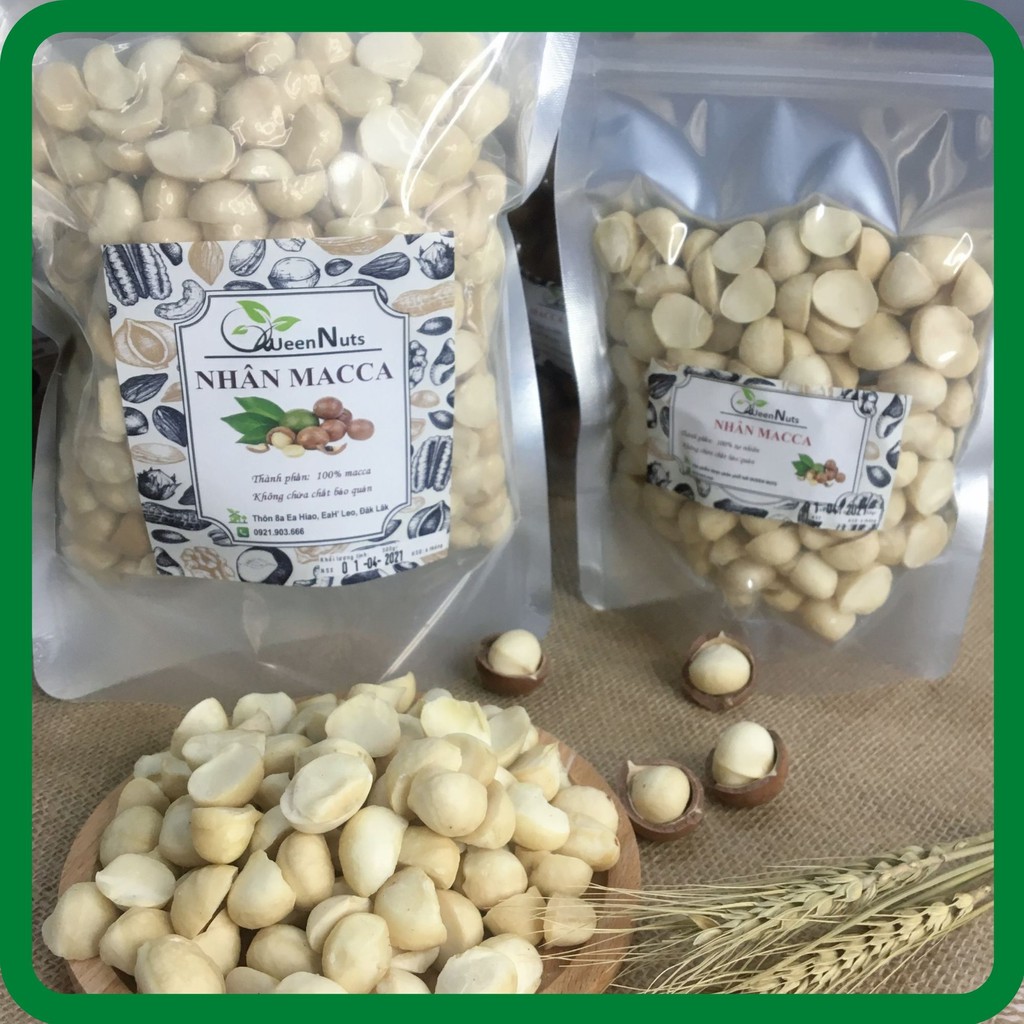 500gr Nhân macca vỡ đôi đã tách vỏ Đak Lak nhà trồng đã sấy chín