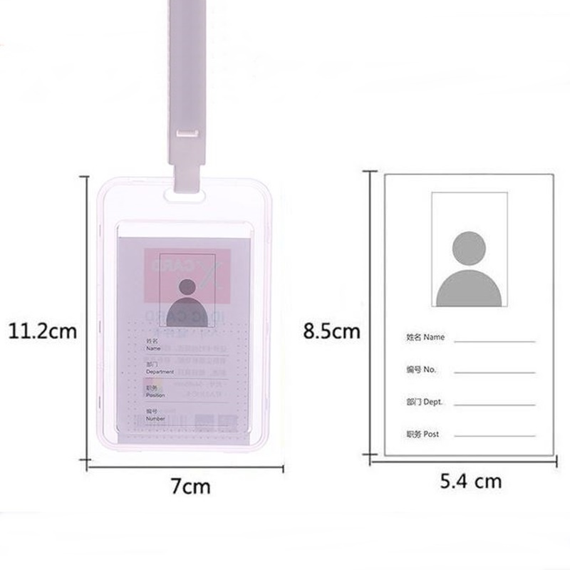 Dây đeo thẻ, bảng tiên nhân viên, học sinh, sinh viên loại thẻ dọc, màu trong suốt