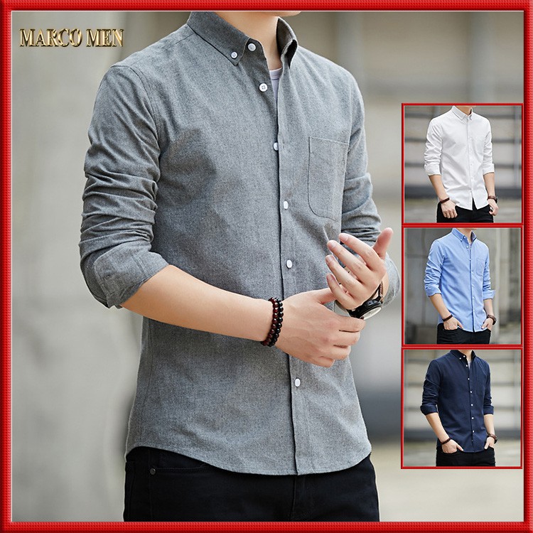 [HÀNG CAO CẤP] Áo sơ mi nam dài tay dáng ôm hàn quốc vải oxford thoáng mát thấm hút mồ hôi,chống nhăn SM001