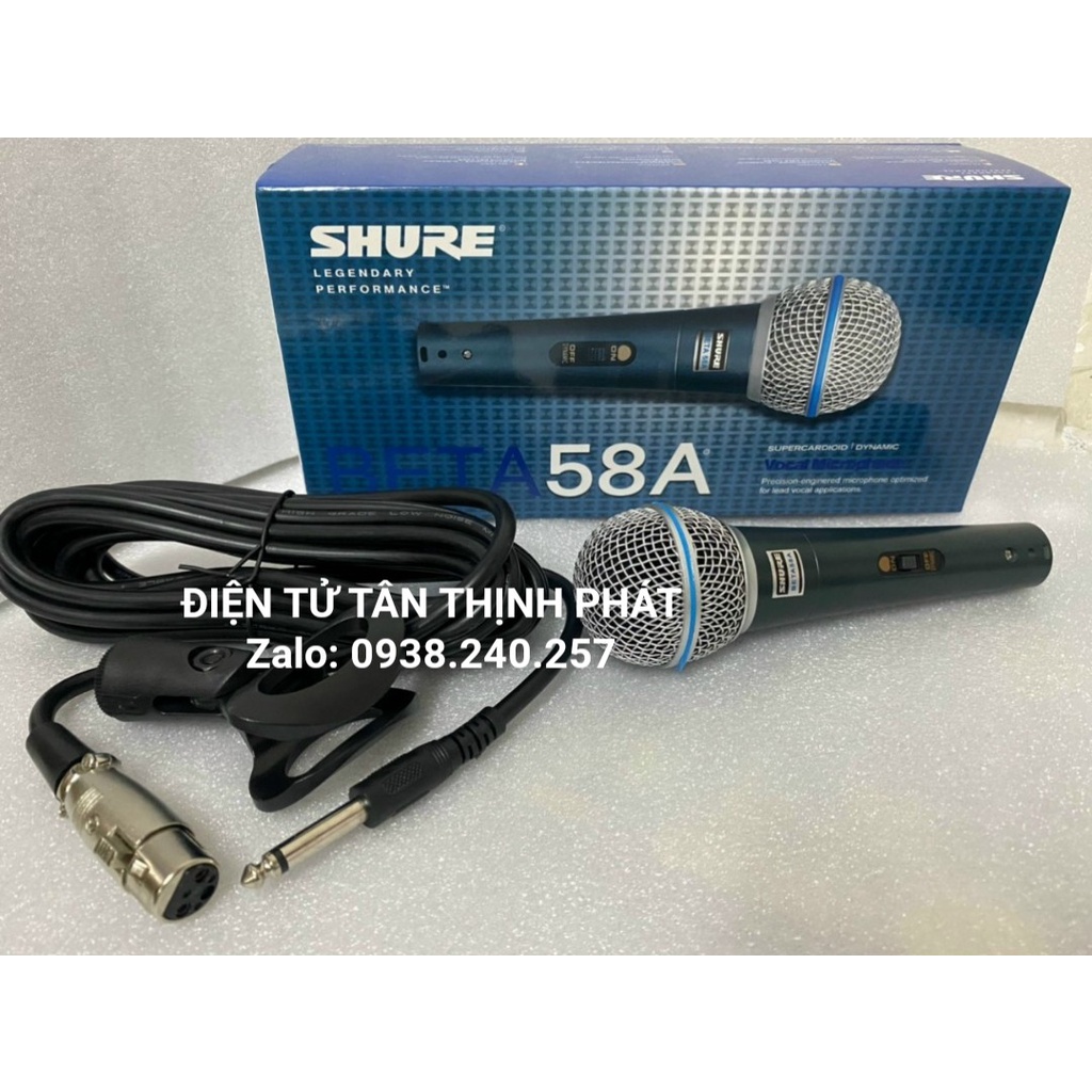 Micro có dây shure BETA 58A kèm dây cho micro, hát nhẹ, hút âm - shure beta58a - shure beta58