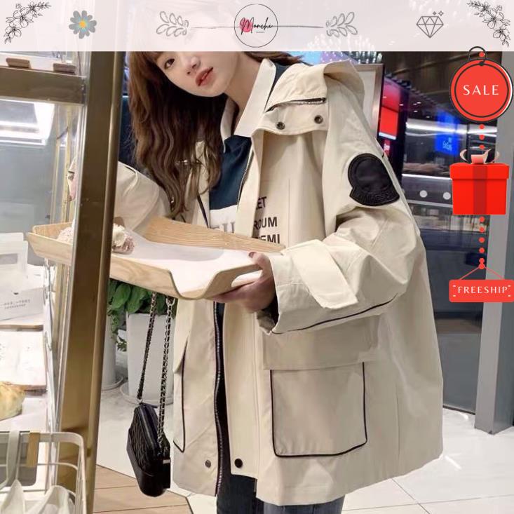 Áo Khoác Kaki ERT Lót Lụa In Chữ Khóa Kéo 2 Túi Trước Dáng Rộng 4 Màu Freesize | BigBuy360 - bigbuy360.vn