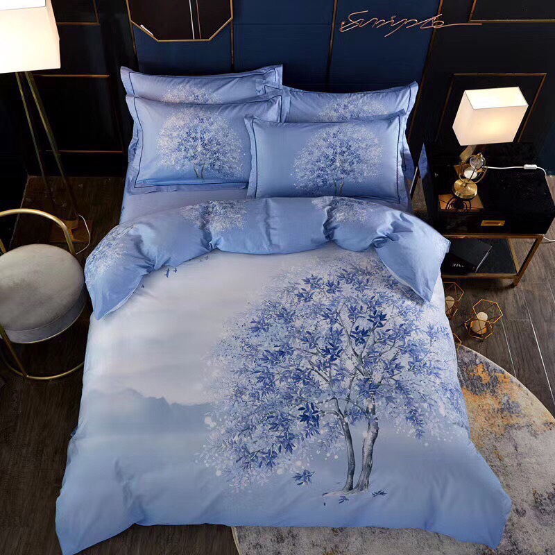 Set vỏ chăn ga cotton 100% - Cây Cổ Thụ Xanh