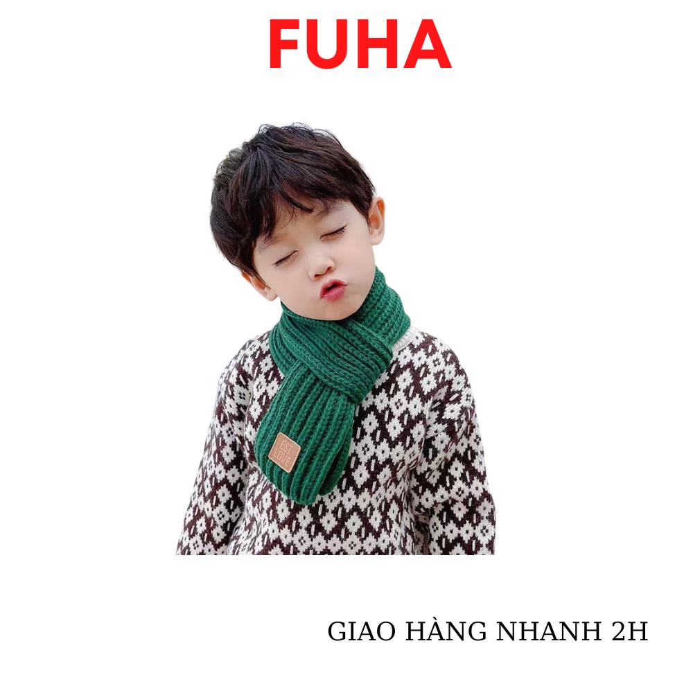 Khăn len Quảng Châu cho bé FUHA, khăn choàng len trơn nhiều màu ấm áp thu đông 2022