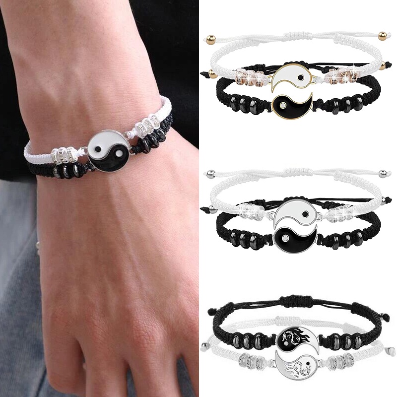 Set 2 Vòng Tay Âm Dương Bện Dây Cho Cặp Đôi