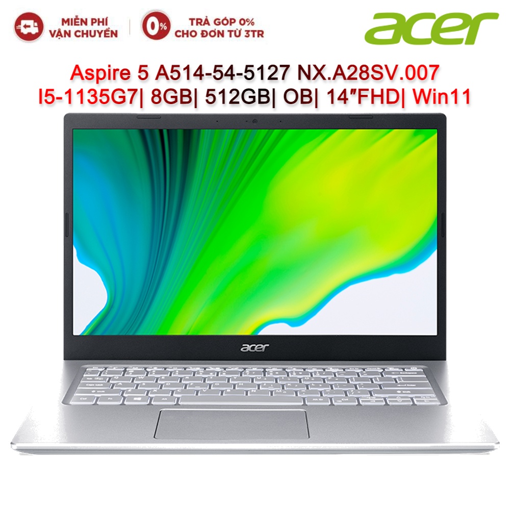 Laptop ACER Aspire 5 A514-54-5127 NX.A28SV.007 I5-1135G7| 8GB| 512GB| OB| 14″FHD| Win11