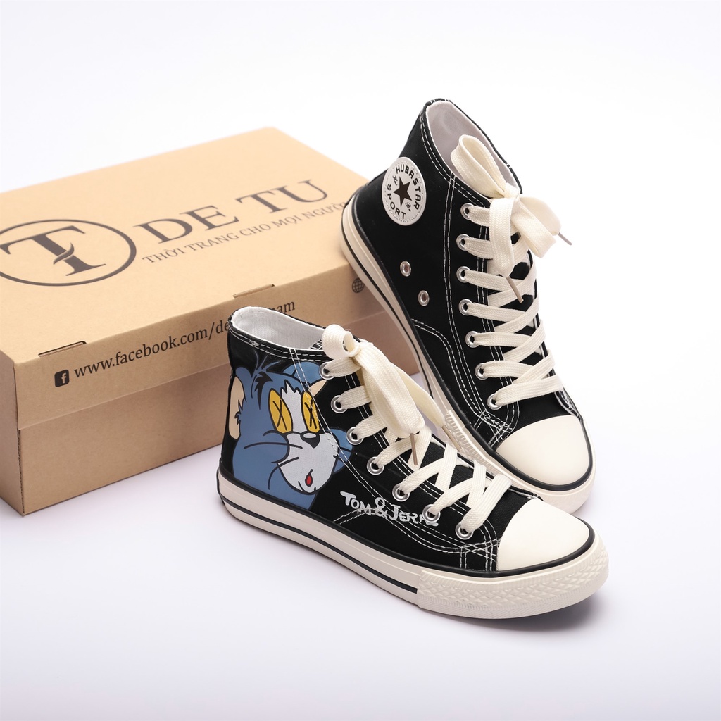 Giày Sneaker Vải Nữ DETU GT3 Họa Tiết Tom&amp;Jerry Đáng Yêu