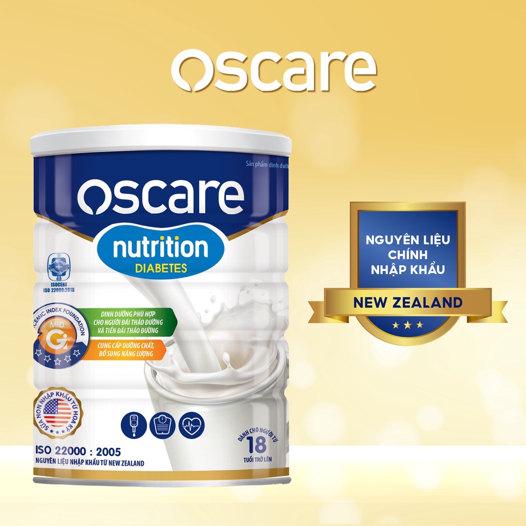 Sữa Cho Người Tiểu Đường OSCARE Nutrition Diabetes Giúp Ổn Định Đường Huyết, Ăn Ngon Ngủ Ngon Hộp 900g