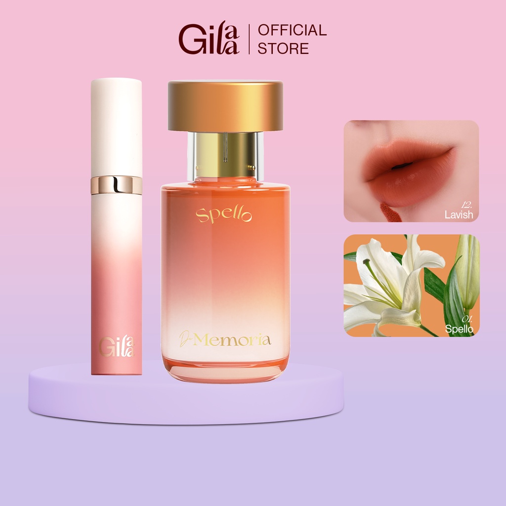 Combo Son kem lì Gilaa long wear lip cream (5g) Rich Rosie Collection và Nước Hoa De Memoria 30ml