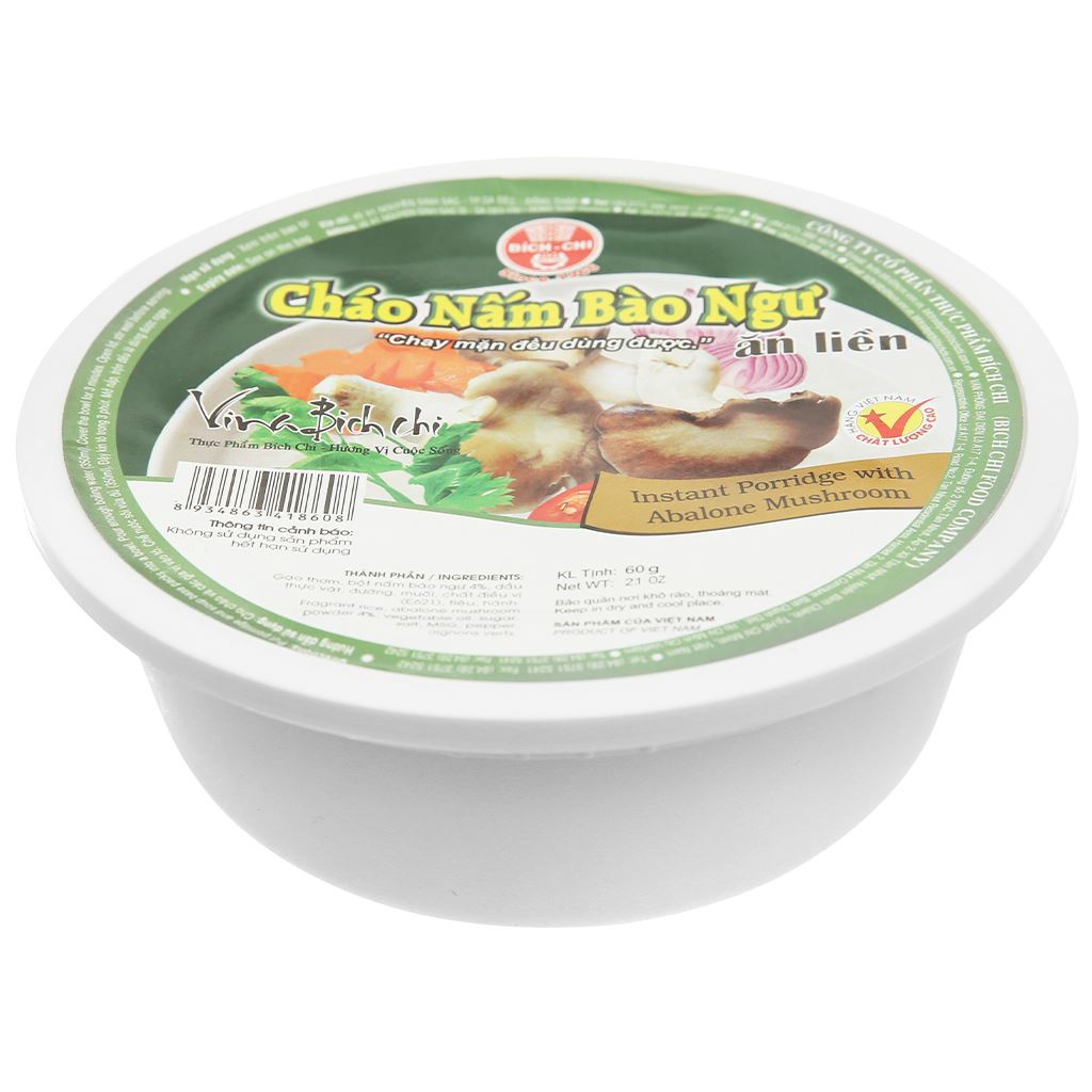 Thùng 12 tô Cháo chay nấm bào ngư Bích Chi tô 60g