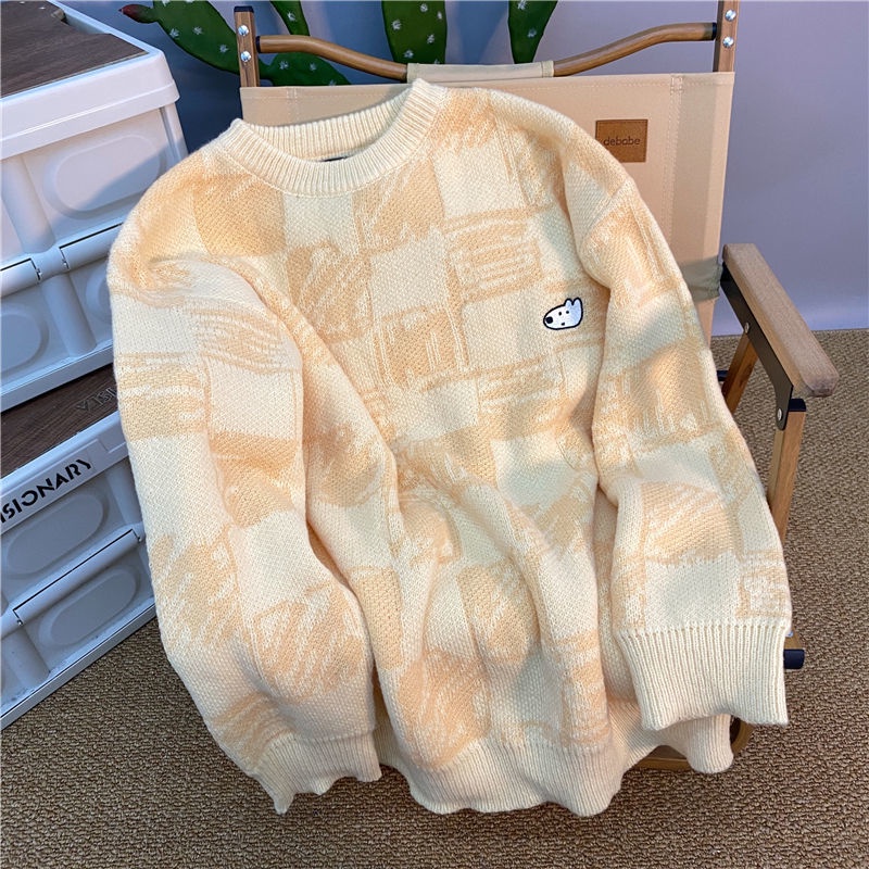 Áo Sweater Dệt Kim Kẻ Sọc Mềm Mại Thêu Hình Hành Tinh Trứng Thời Trang Thu Đông Cho Bé Gái Mới
