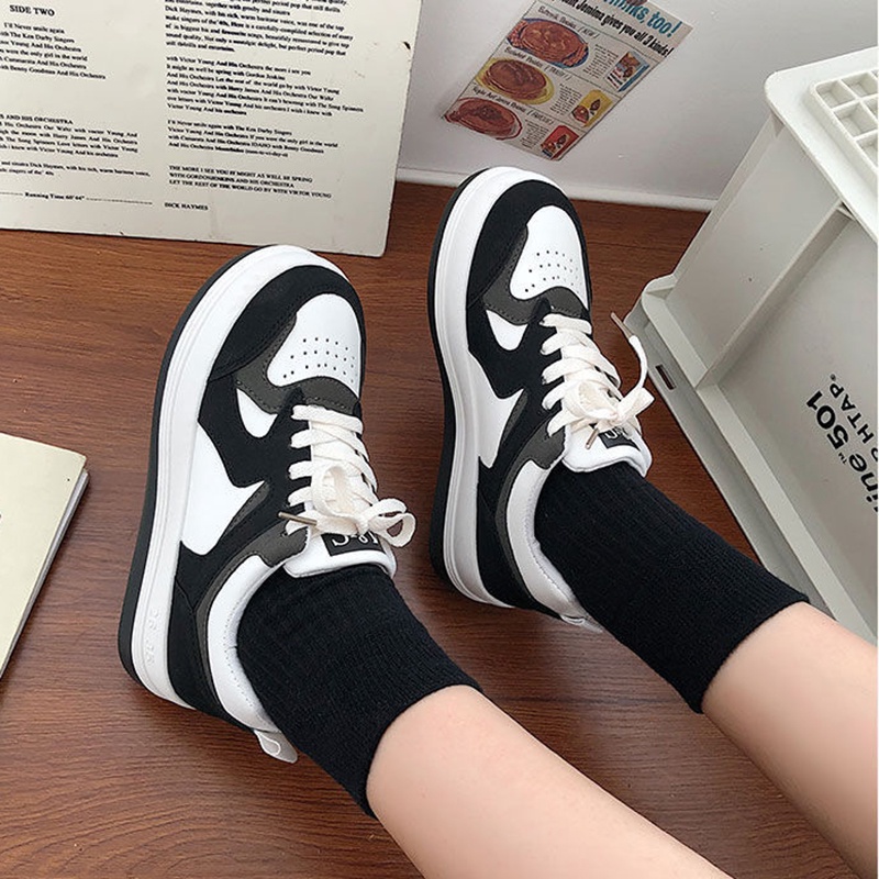 Giày thể thao IELGY đế bánh mì mũi lớn phong cách retro sử dụng hàng ngày thời trang cho nữ