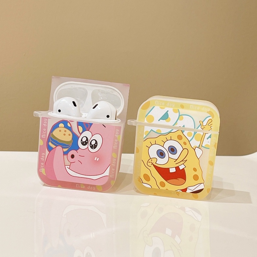 Vỏ Bảo Vệ Hộp Sạc Tai Nghe compatible AirPods3 compatible AirPods3 Pro compatible AirPods2 Gen Hình SpongeBob SquarePods2 Dễ Thương