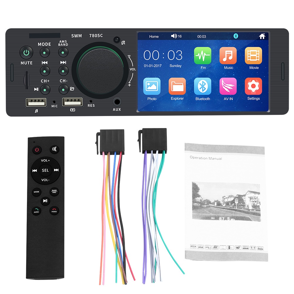 Máy Nghe Nhạc MP5 1 Din 4.1 Màn Hình Cảm Ứng 7805C Kết Nối Bluetooth Nhanh Kèm Phụ Kiện Cho Xe Hơi Loa ô tô
