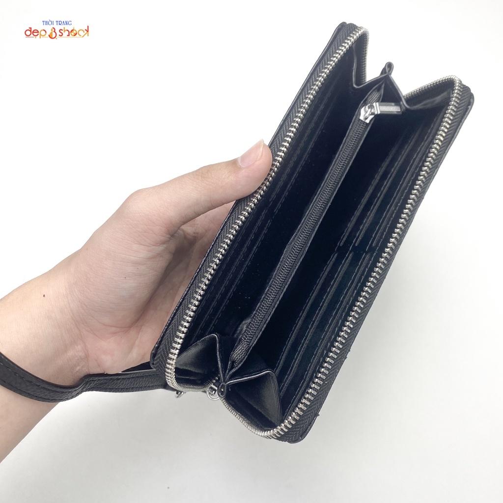 Ví Cầm Tay Da Bò Thật Dập Vân Cá Sấu Clutch Nam,nữ Cao CấpDepvashock BH 3 năm
