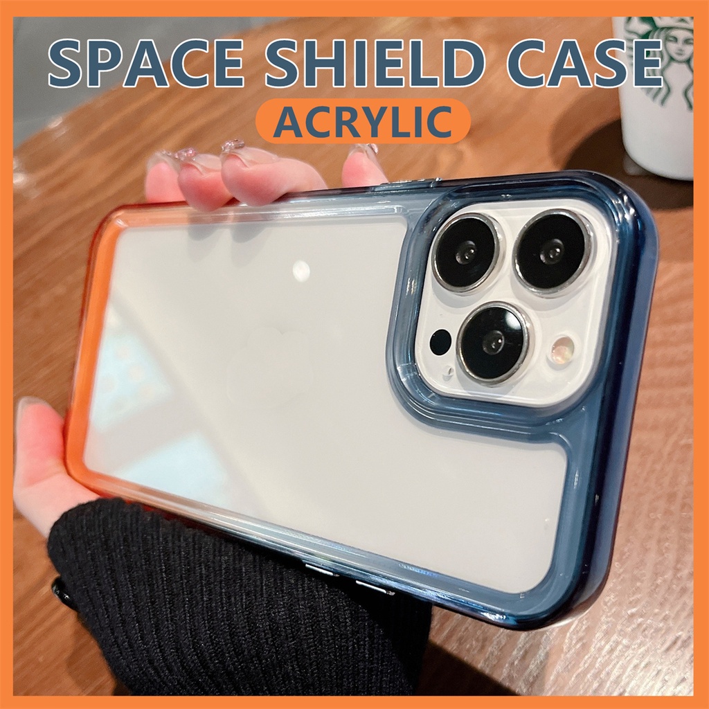 Ốp Điện Thoại Acrylic Cứng Viền TPU Mềm Chống Sốc Màu Gradient Cầu Vồng Sang Trọng Cho iPhone 13 14 12 11 Pro Max