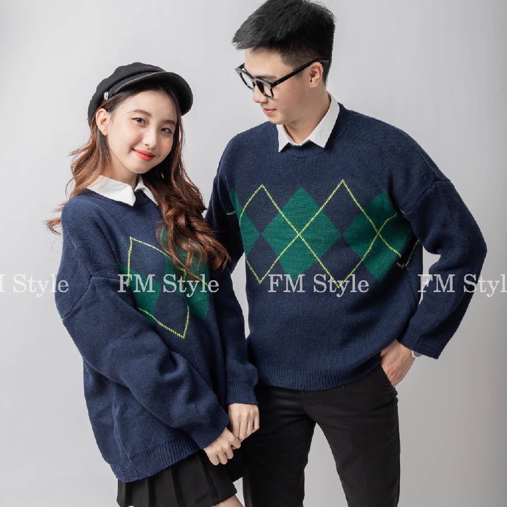 Áo len cao cấp FM Style nam nữ cổ tròn chất len dệt kim hoạ tiết thổ cẩm giử ấm cơ thể vào mùa đông 210929002