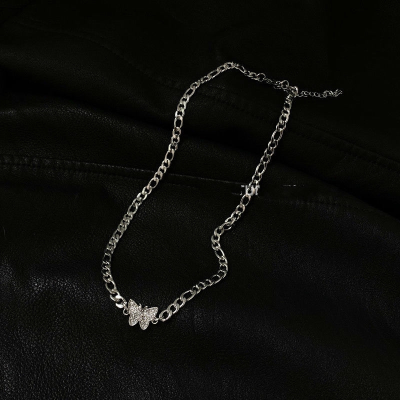 [Giao Hàng Miễn Phí] Vòng Cổ choker Mặt Hình Bướm Đính Đá Giả Kim Cương Phong Cách ins Phong Cách ins 22378