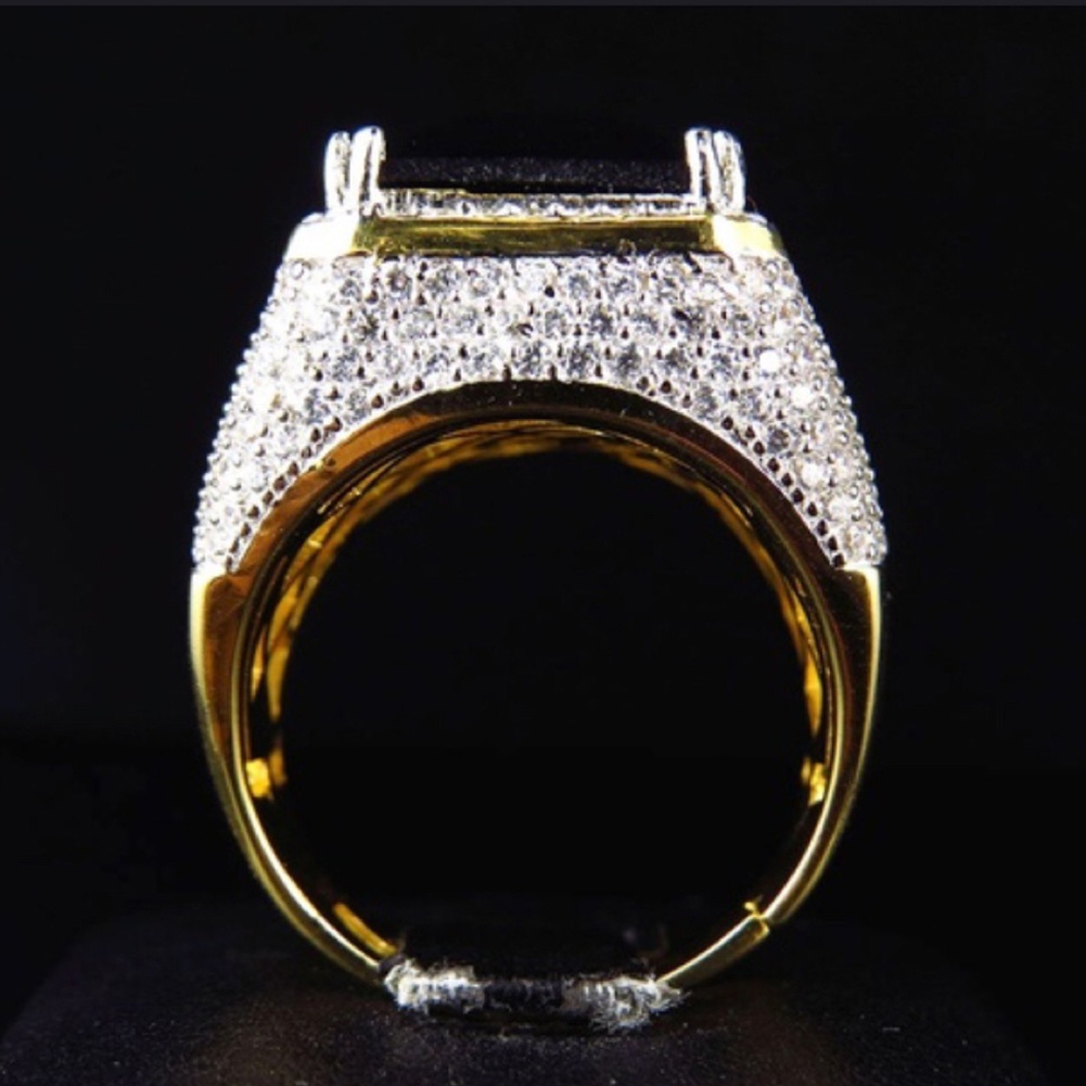 Nhẫn đính đá ruby nhân tạo hình vuông phong cách punk cá tính cho nam