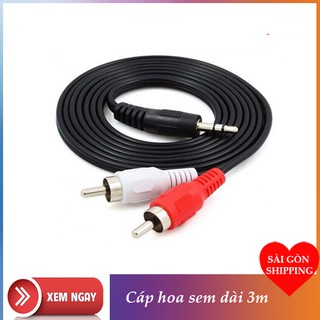 Cáp chuyển đổi âm thanh 1 đầu 3.5mm âm ra 2 đầu RCA hoa sen Màu đen