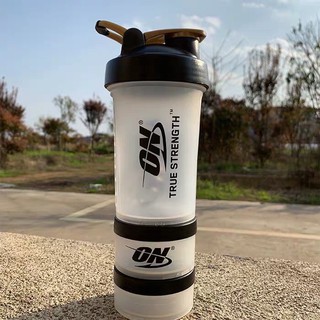 Bình nước 3 ngăn ON,MET RX có cục lắc lò so pha sữa tập gym.