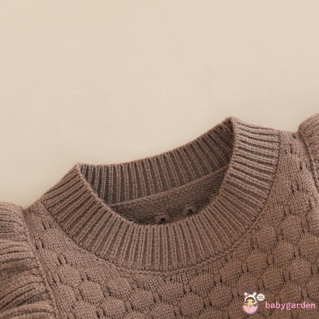 Bộ Áo Liền Quần Tam Giác Tay Dài Phối Bèo Cổ Tròn Thời Trang Cho Bé Gái 0-24 Tháng Tuổi