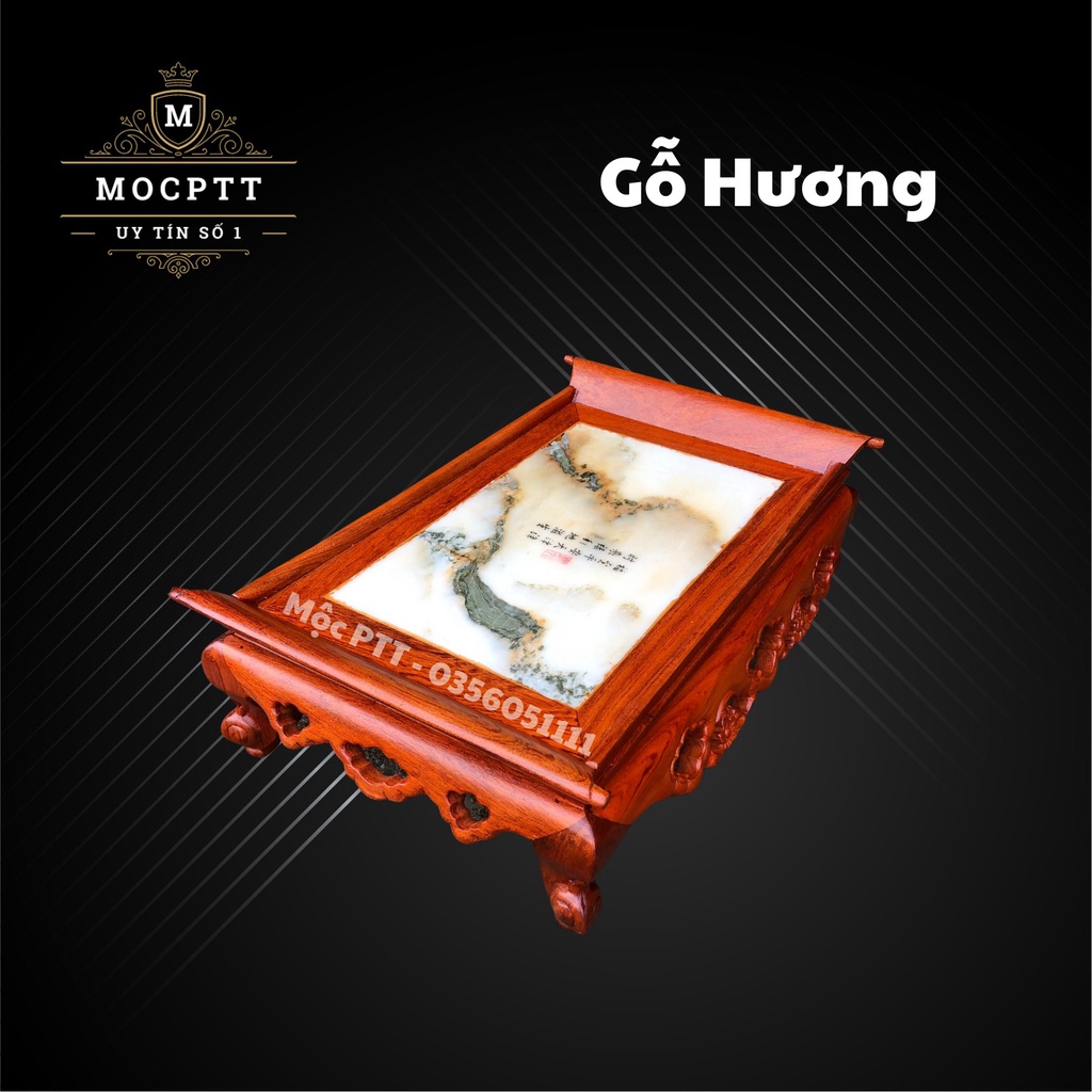 Khay Trà Gỗ Hương mẫu Hoa Mai mặt Đá trang trí phòng khách , phòng làm việc , đồ đung ấm chén cốc