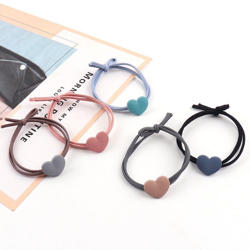 Dây Buộc Tóc Cao Su Co Giãn Hình Nơ Trái Tim Phong Cách Hàn Quốc Cho Nữ